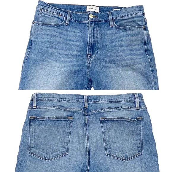 Frame Denim Le High Straight Raw Edge Side Slit in Imogen Dip Size 31 LHSTRAS204 - Picture 4 of 11